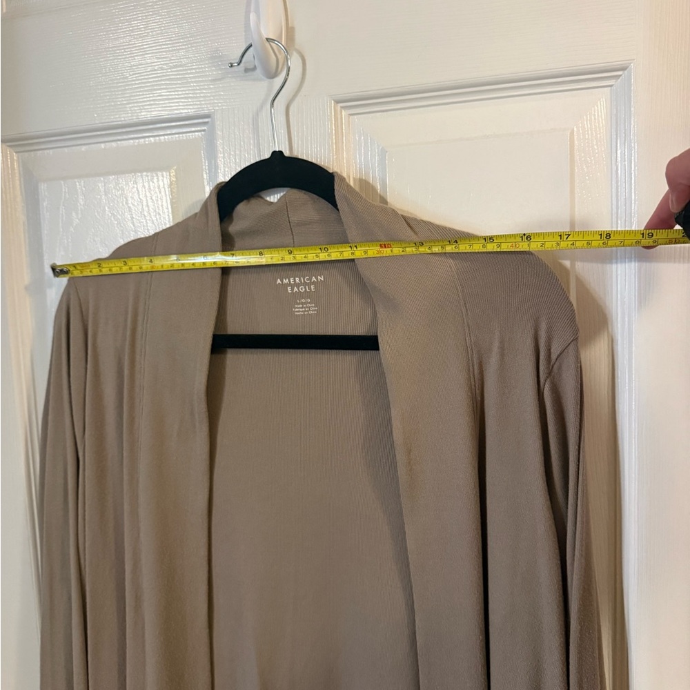 American Eagle Outfitters Long Open Front Cardigan - Taupe - Picture 5 of 5